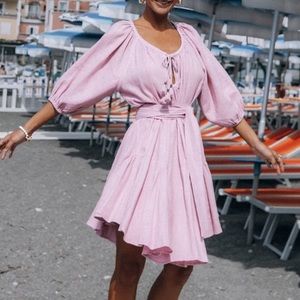 Like New - Spell Bella Smock Dress in Orchid with tie belt